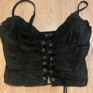 Black lace up tank top